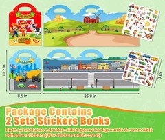 2 Sets Reusable Sticker Books for Toddler 1-3, Activity Books for Toddlers 2-…