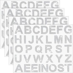 136 Pieces Rhinestone Letters Iron Stick on Sticker Large Glitter Bling Silver