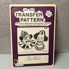 VTG MCM Transfer Pattern Hot Iron On Punch Embroidery Needle Point Clown Faces