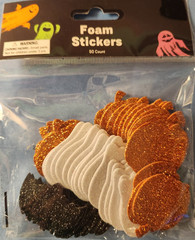 Halloween Glitter Foam Stickers 50 count Ghost, Bat, Jack O Lantern