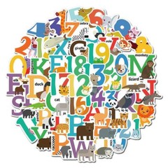ABC 123 Animal Stickers Teacher Skateboard Vinyl Laptop Luggage Decal Bomb 50pcs