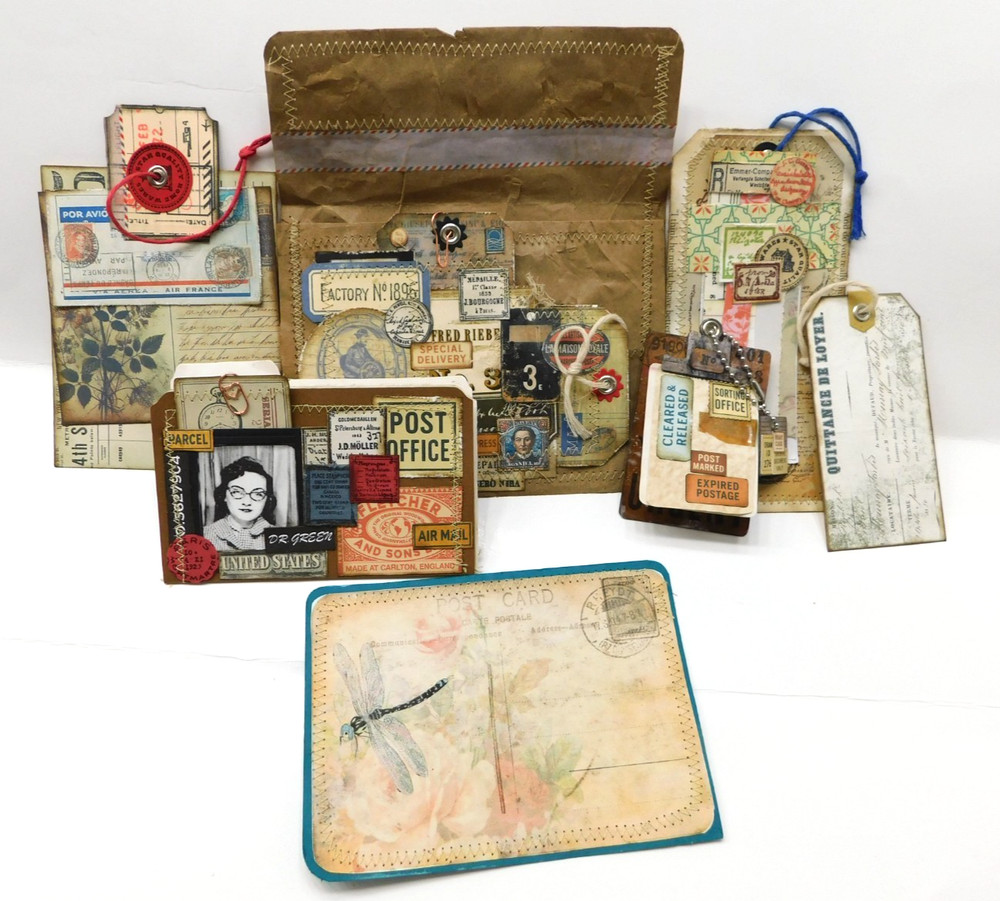 Junk Journal Add-Ons Handmade Tags Card Envelope File Clipboard Ephemera Set 1