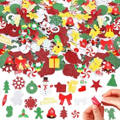 Christmas Glitter Foam Self Adhesive 300 Piece Stickers Decorations Set