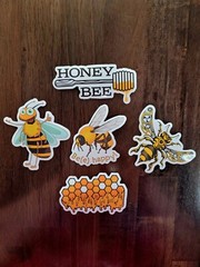 STICKERS x 5 Honey Bee Happy Apiculture Beehive Cartoon Large Sticker BEE6