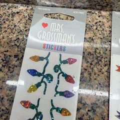 VTG Y2K Mrs. Grossman’s Holiday Lights & Gift Box Foiled Stickers Lot Of 2