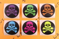 Skulls Neon Green Yellow Pink Blue Orange Purple Halloween Stickers Lot