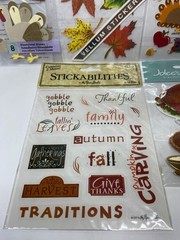 Vintage Thanksgiving Stickers Turkey Pilgram Fall Leaves Traditions Scrapbooking