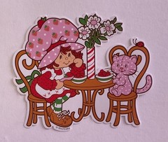 Large Strawberry Shortcake Sticker 3 1/4″ x 3″ Matte ~ Junk Journal Supplies
