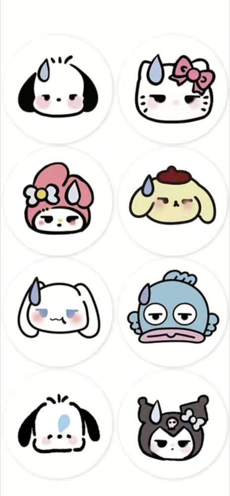 500 pcs Sticker Seals Roll Sweating Sanrio Assorted Semi Gloss Self Adhesive NEW