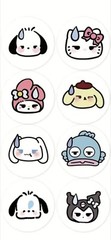 500 pcs Sticker Seals Roll Sweating Sanrio Assorted Semi Gloss Self Adhesive NEW
