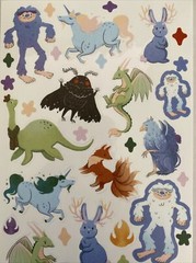 Stickers Fantasy Animals Yeti Unicorn Griffin Dragon Fox Glossy Finish Paper New