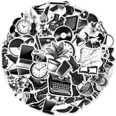 108Pcs Vintage Black and White Stickers, Aesthetic Retro Waterproof Vinyl