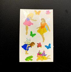 FAIRY FAIRYTALE FANTASY butterfly animal mod VINTAGE sticker decal glitter foil