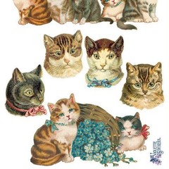 Violette Stickers – 1 Classic Vintage Cats Sticker Sheet – Scrapbooks Stationery