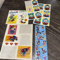 Vintage Lot Of 5 Stickers Superman Tom And Jerry Mickey Thomas And Friends