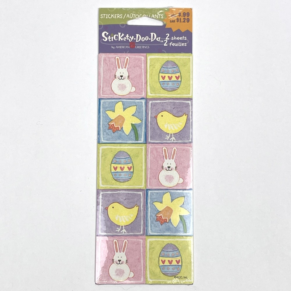 NEW Stickety Doo Da EASTER BUNNY EGG DAFFODIL CHICK Stickers 2 Sheets