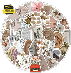 120Pcs Mixed Vintage Stickers, Waterproof Scrapbook Aesthetic Sticker for Daily