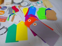Mixed Scrapbooking Supplies Lot Craft Tags Labels Accents + Organizer NEW