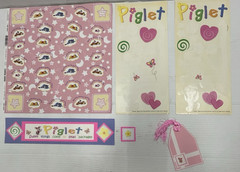 Lot of 5 Used Disney Piglet Scrapbook 12 X 12 Paper, Stickers, Premade die cut