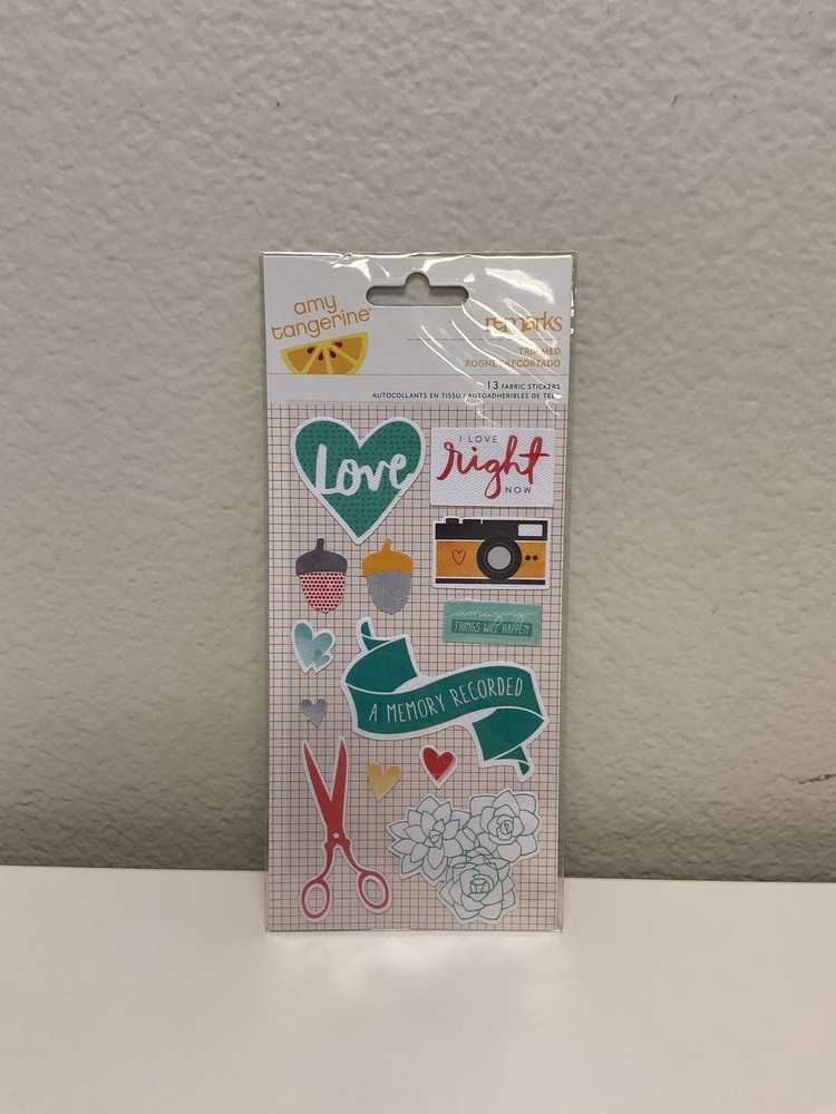 American Craft Amy Tangerine Remarks Fabric Stickers- 6 pack