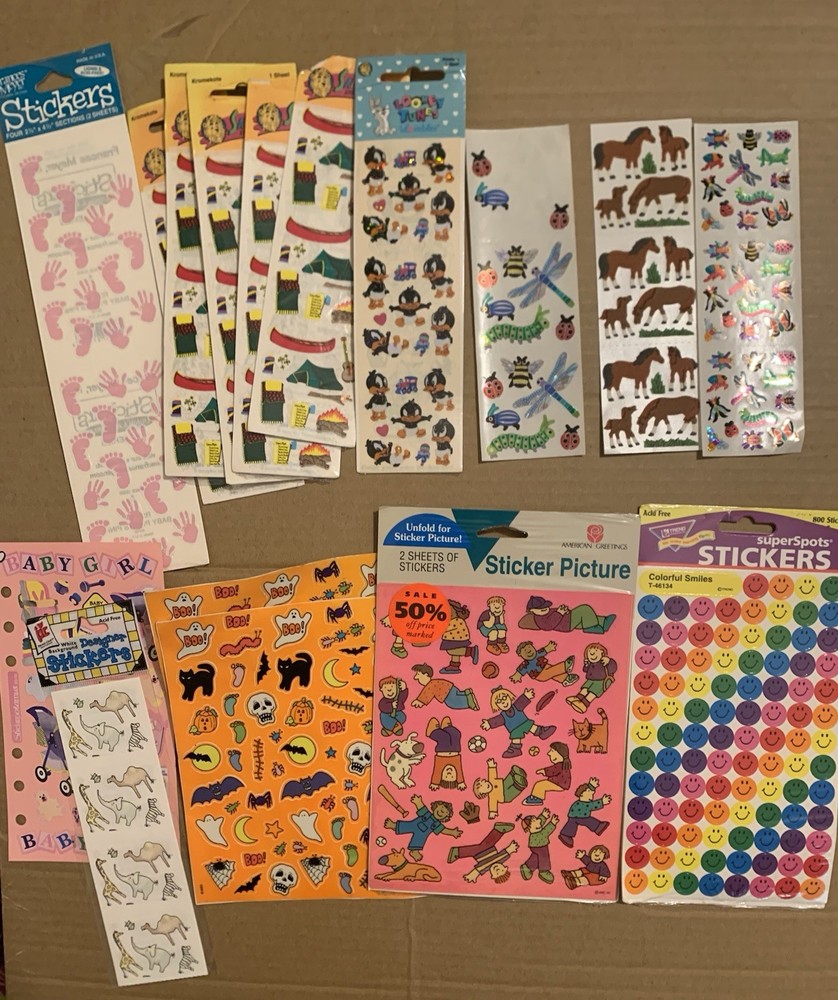 LOT VINTAGE 80s 90s SANDYLION + more STICKERS PACKS STRIPS Mix Prismatic