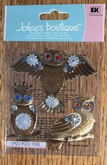 RARE Jolees ~ Steampunk Owls ~ On Branches With Gem Eyes Card Scrapbook Stickers