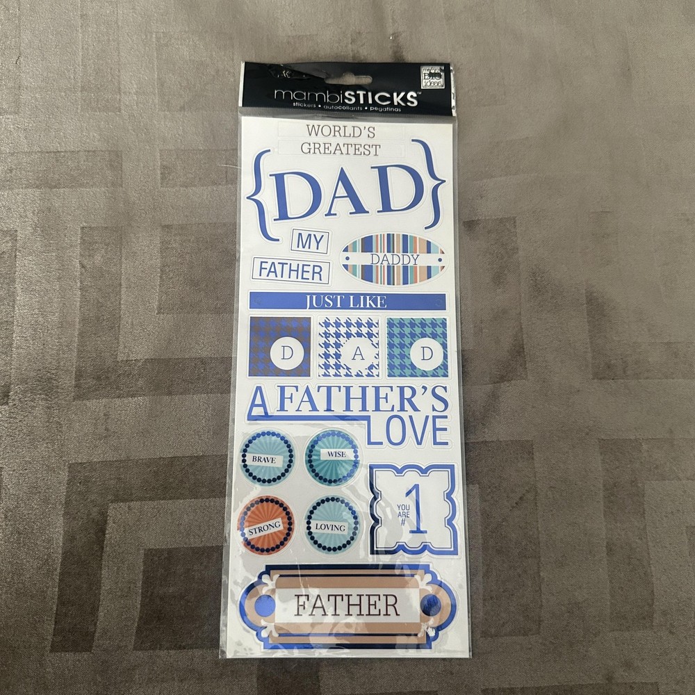 Me & My BIG Ideas MambiSTICKS Dad Dimensional Stickers Father’s Day Blue Words