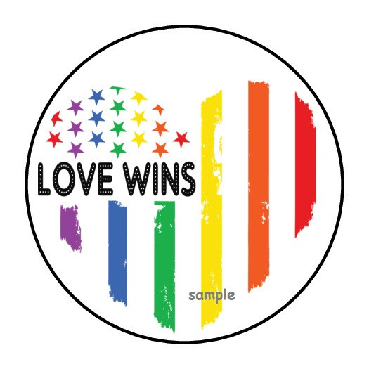 30 LOVE WINS PRIDE RAINBOW HEART ENVELOPE SEALS LABELS STICKERS 1.5″ ROUND STARS