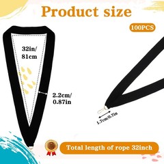 100 PCS Black Medal Ribbons Award Neck 32″ Snap Clips Lanyards Polyester