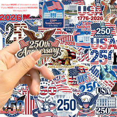 50Pcs 250th Anniversary Sticker USA 250 Years of Freedom White