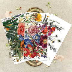3 Sheets Vintage Garden Flower Transfer Stickers 6X12Inch Flowers and Plants Fur