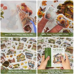 Garden Journal Stickers for Junk Journal Supplies, 50 Sheets Precut Watercolo…
