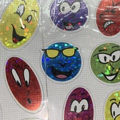 5 Mello Smello Holographic Stars Faces Smiley Sheet Sticker Package Lot “As Is”
