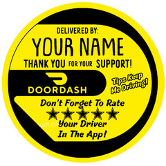 Custom DoorDash Thank You Sticker Round,Name Personalization,Rate & Tip Reminder
