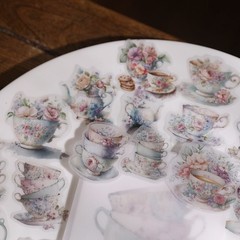 26 pcs Tea Cup Translucent Vellum Matte Surface Paper Sticker Scrapbook Craft