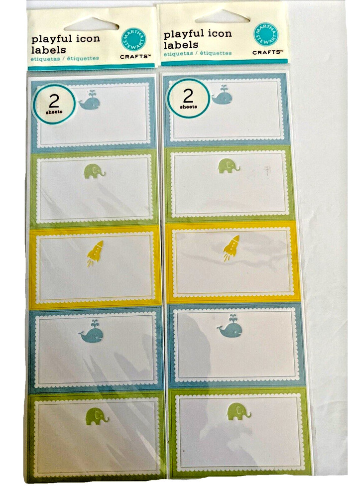 New Martha Stewart EK Success Icons Paper Shapes Playful Labels 2 Sheets SET OF2