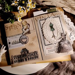 63pcs Copper Engraving Translucent Vellum Matte Surface Paper Sticker Scrapbook