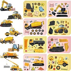 48 Sheets Construction Truck Stickers Kits DIY Excavator Stickers Make Your