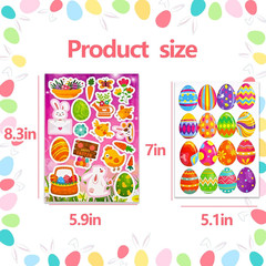 Easter Stickers Bulk – 24 Sheets Bunny Egg Stickers, Easter Basket Stuffers, Par