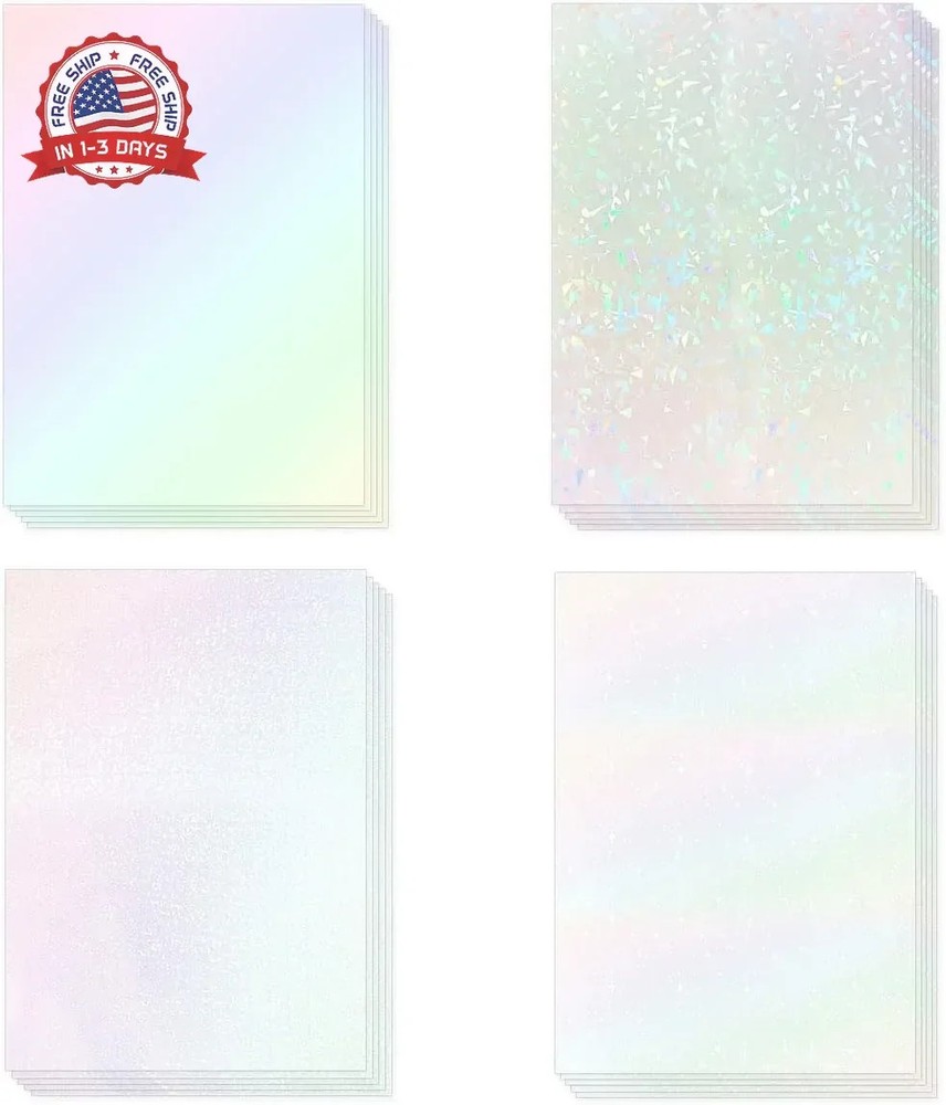 20 Sheets Holographic Sticker Paper A4 Size Vinyl Lamination Stickers Film Water
