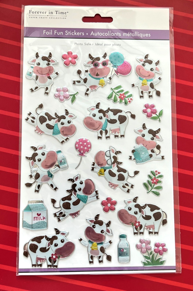 VERY RARE – DAIRY MILK COWS PUFFY FOIL 3D STICKERS SHIPS FREE