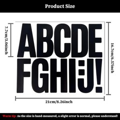 8 Sheets Letter Number Stickers, 3 Inch Vinyl Alphabet Stickers, 174 Pieces Self