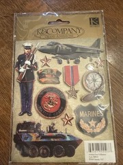 Military Stickers K & COMPANY US Marines Marine Corps Scrapbook Memory 11 Pcs
