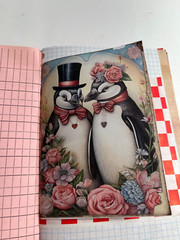 valentines junk journal scrapbook tassel pen clip 56 pages mouse couple sewn