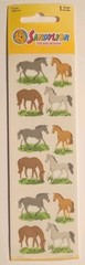 Sandylion Fuzzy Velours Multicolor Horses Stickers Scrapbooking PFM369 NIP
