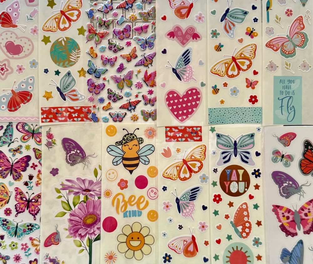 399 Sticker Butterflies hearts flowers pastels Nature plants love outdoor