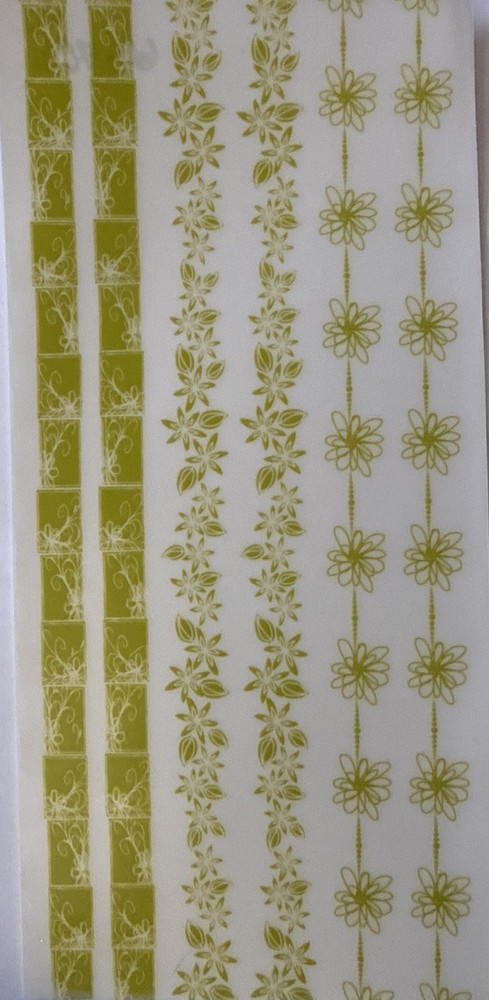 GREEN FLOWER BORDER Rub-On Transfer(6pc)Garden•Blooming •Leaves•Card Making•