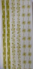 GREEN FLOWER BORDER Rub-On Transfer(6pc)Garden•Blooming •Leaves•Card Making•