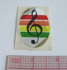 Vintage 80’s Sandylion Foil Mylar Musical Note Violin Rainbow Heart Sticker