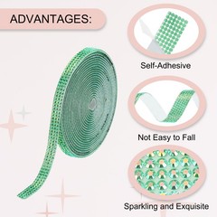 Self Adhesive Rhinestone Strips 3 Yards 0.24 Inch for Craft,Dark Green AB